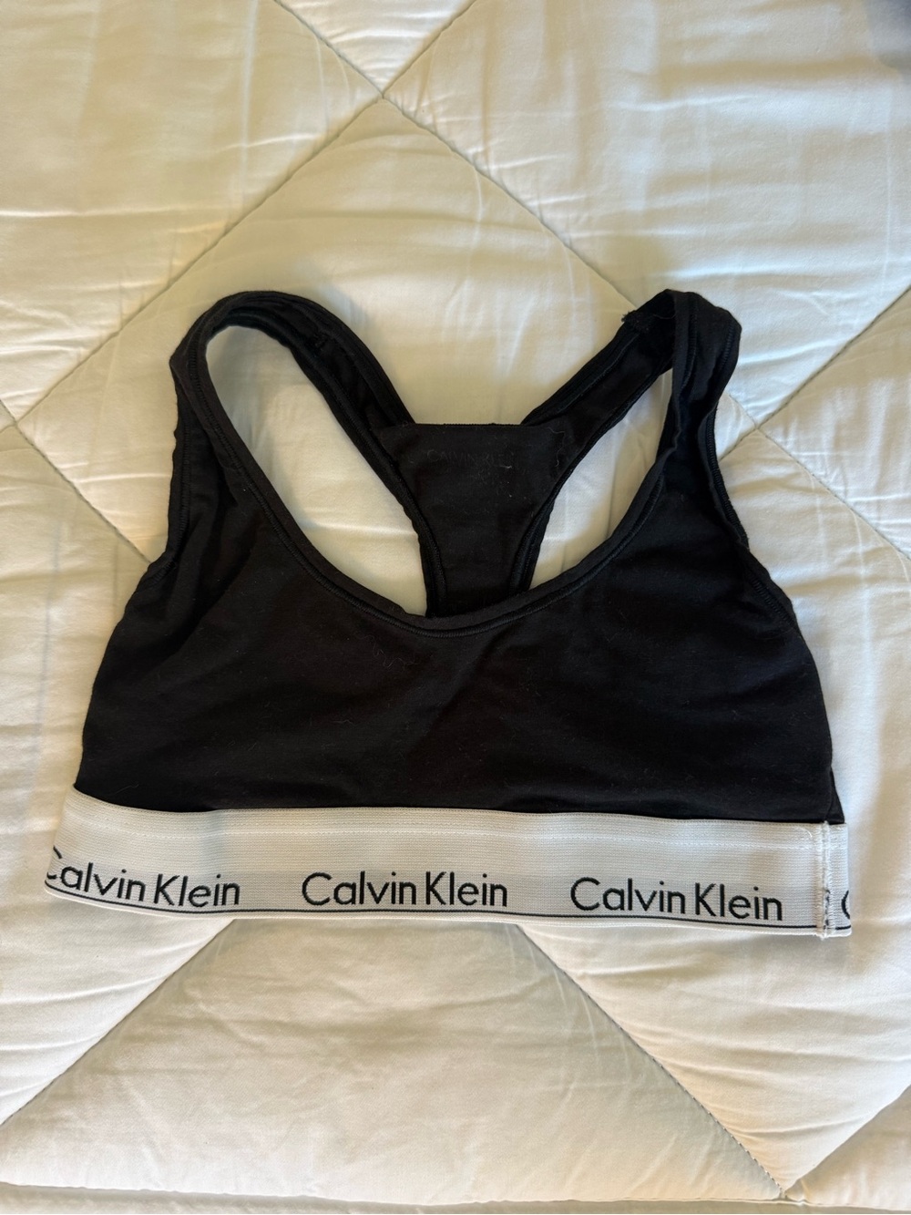 Calvin Klein Black Bralette with White Logo Band